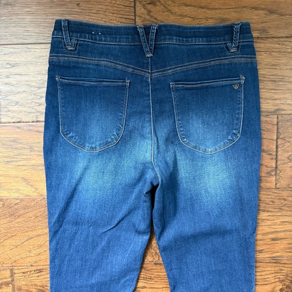 Wit & Wisdom Mid Rise Flare Jeans Stretch Elastic Waist Faded Whiskers Size 10 - Picture 6 of 14